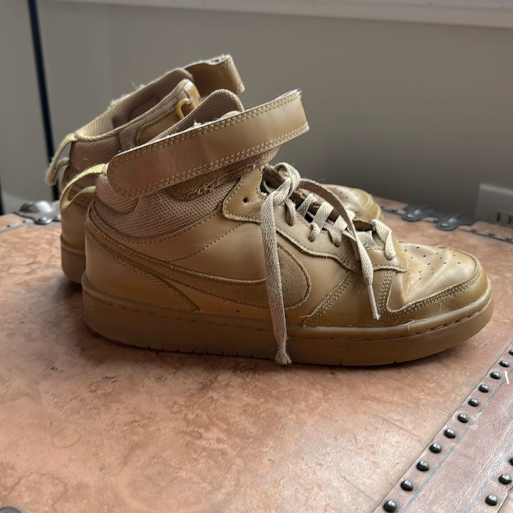 Big Kids Mid Top Air Force Ones Wheat color